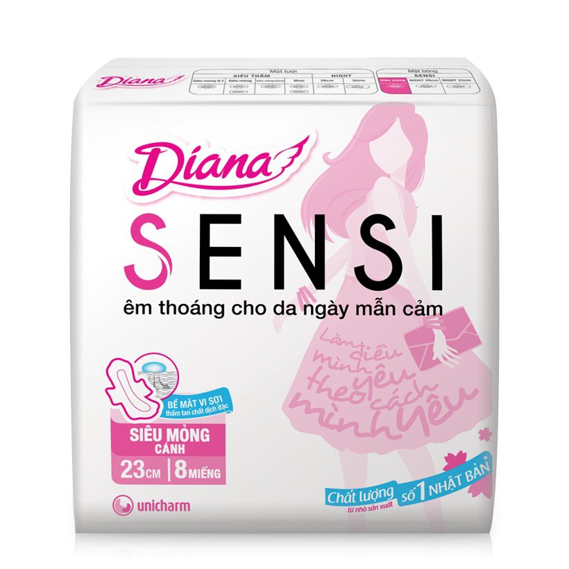 BĂNG VỆ SINH DIANA SENSI SIÊU MỎNG CÁNH