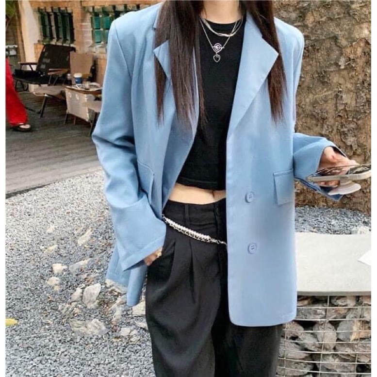 Áo Vest, Blazer nữ dài tay 2 lớp công sở túi lắp, Phong cách Ulzzang Hàn Quốc, Freesize &lt; 60kg