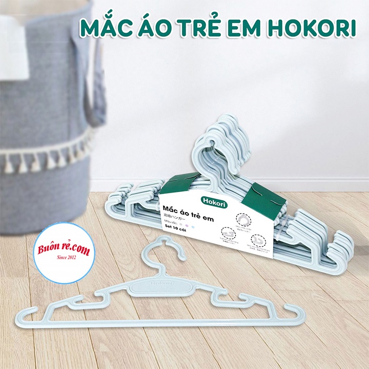 Set 10 móc treo quần áo trẻ em Hokori cao cấp (2830) nhựa Việt Nhật -Mắc nhũ treo quần áo, móc phơi đồ  -Buôn rẻ 01461