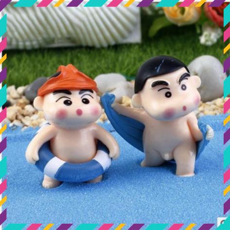 Mô Hình  4 Tượng Shin Cậu Bé Bút Chì, Cute Đáng Yêu, Trang Trí Bàn Học Góc Làm Việc, Tiểu Cảnh