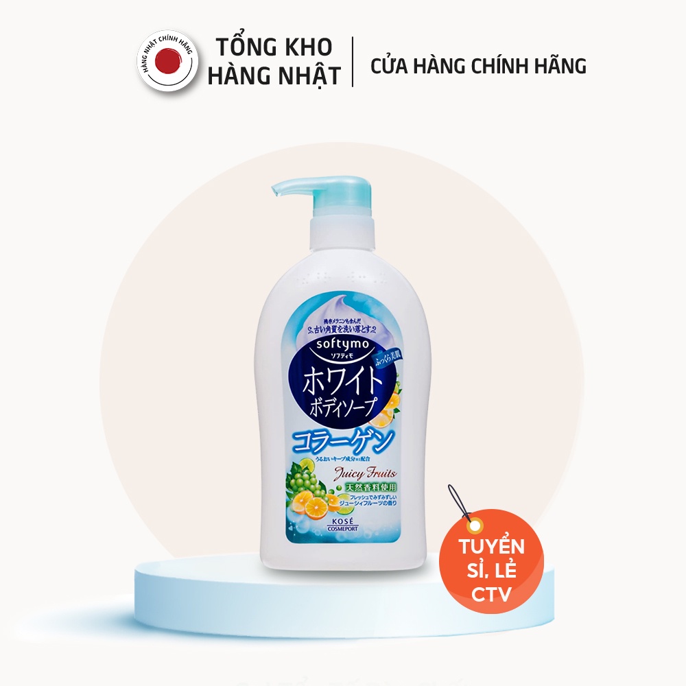 Sữa Tắm Dưỡng Ẩm Săn Chắc Da Hương Trái Cây Kose Softymo White Body Soap - Juicy Fruits (600ml) chính hãng