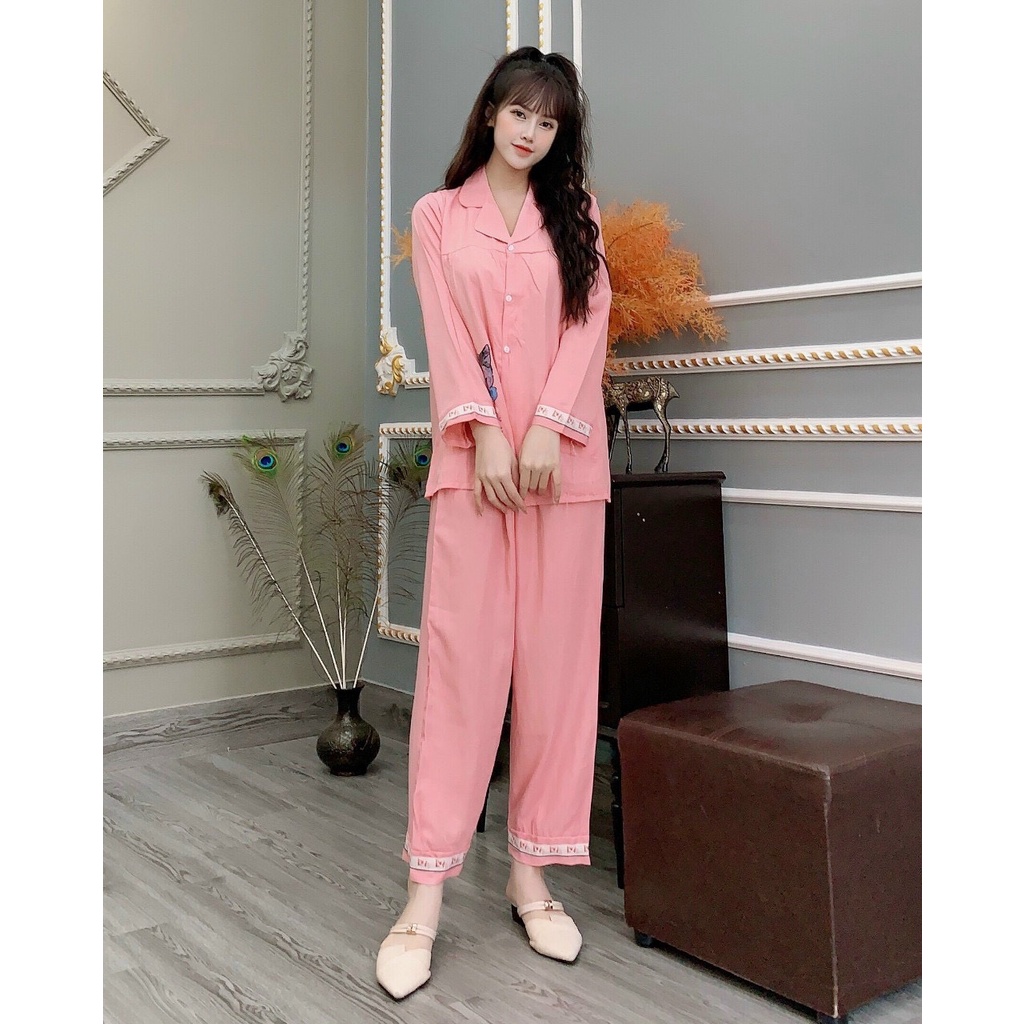 Bộ Bầu Pyjamas Mặc Nhà,Bộ Đồ Bầu Sau Sinh Mở Cúc Cho Con Bú và Quần Chun Chỉnh Bụng, Dài Tay