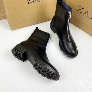 XK(VIDEO) Boot Cổ Lửng Zara Đế 5p Kéo Khoá Trước Da Mềm Lót Êm Fullbox Cao Cấp