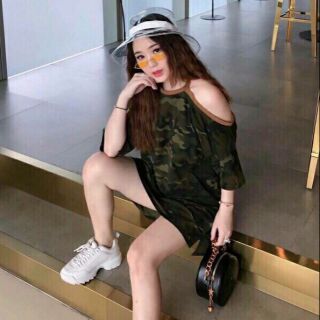 ÁO THUN LÍNH FORM RỘNG KIỂU LỆCH VAI