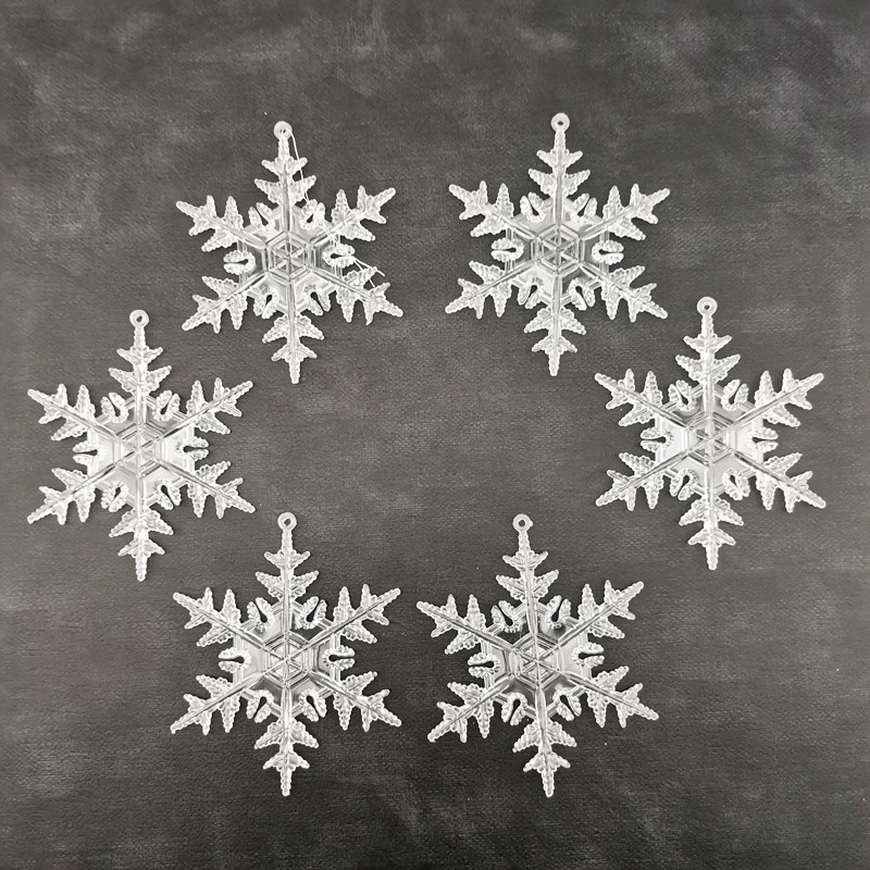 Set 6 bông tuyết trong suốt treo trang trí cây thông siêu đẹp