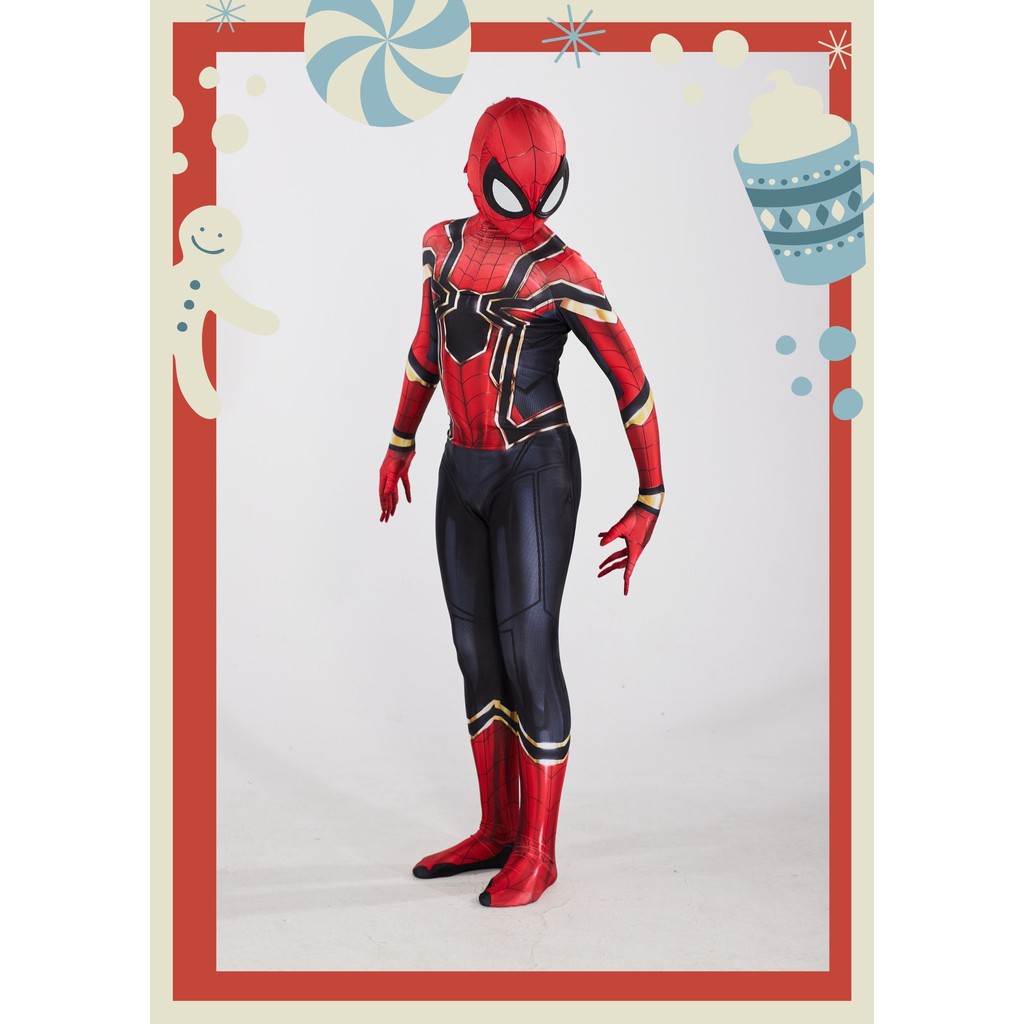 Bộ quần áo trẻ em trang phục hoá trang Người nhện Spiderman viền vàng. HT41