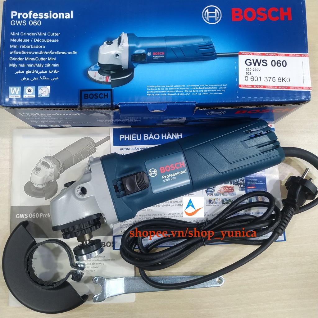 Máy mài, máy cắt GWS 060 loại đẹp MÁY MÀI GÓC CÔNG TẮC TRƯỢT BOSCH GWS 060 hàng chính hãng