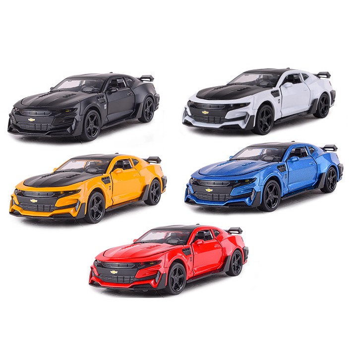 Mô hình xe ô tô Chevrolet camaro tỉ lệ 1:32 đồ chơi trẻ em - Xe bằng kim loại chạy cót có âm thanh và đèn mở các cửa