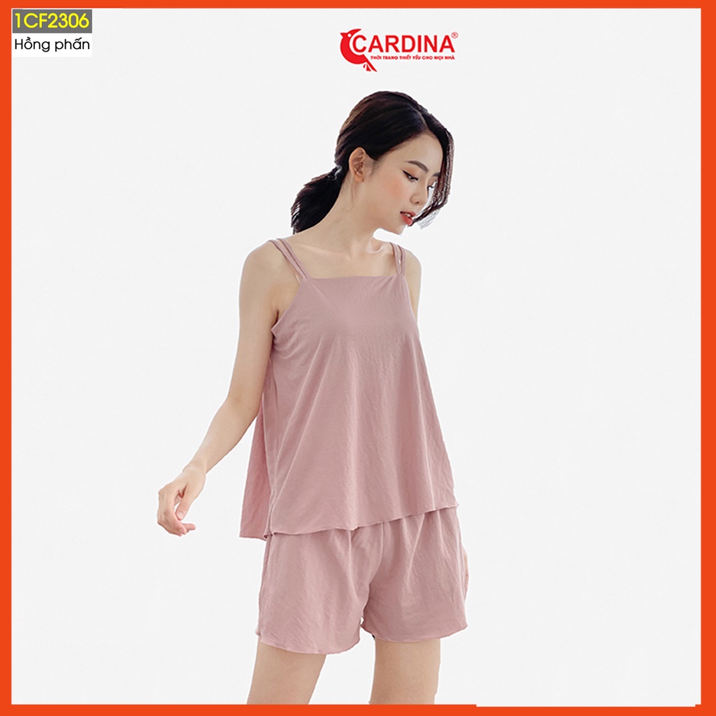 Đồ bộ nữ CARDINA chất cotton Nhật cao cấp quần đùi áo hai dây mềm mại mang đến vẻ đẹp nữ tính cho phái đẹp 1CF23.