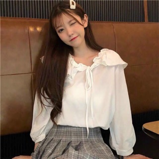 🔅áo kiểu cổ v bèo thắt nơ
