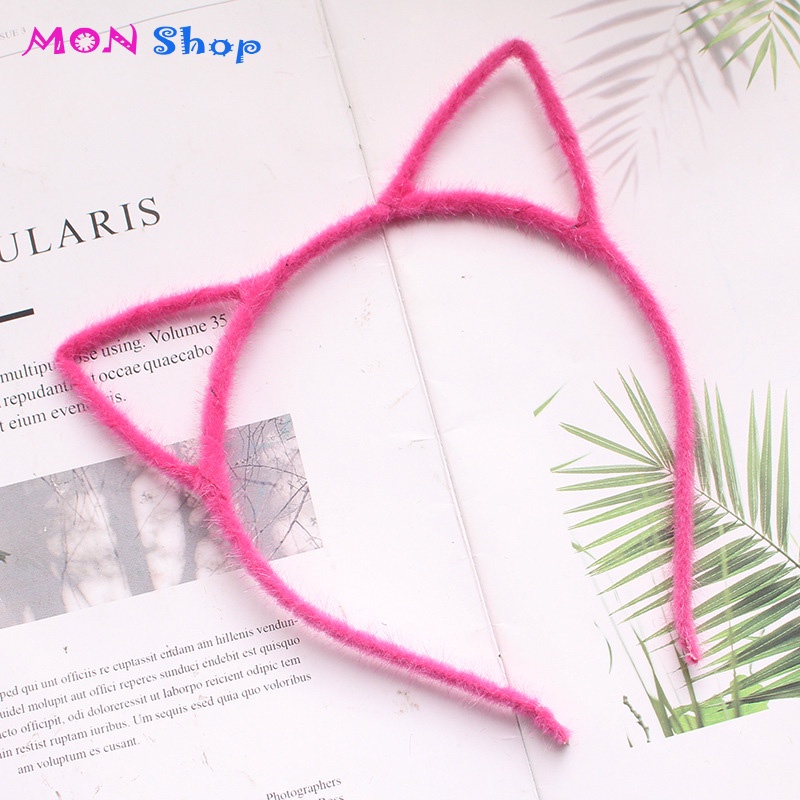 Cài tóc bờm tóc nữ tai mèo lông nhung dễ thương phong cách Hàn Quốc quà tặng thời trang