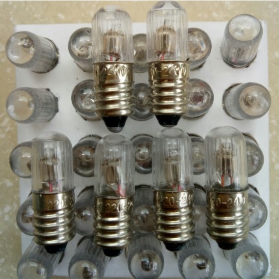 Bóng Đèn Neon Đuôi Xoáy 10mm E10 / Đuôi Gài 9mm BA9S 24V/220V