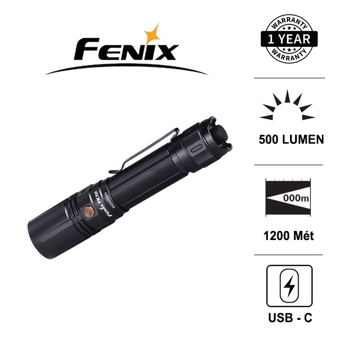 Đèn pin laser trắng FENIX TK30 độ sáng 500 lumen chiếu xa 1200m pin sạc 21700 kèm theo