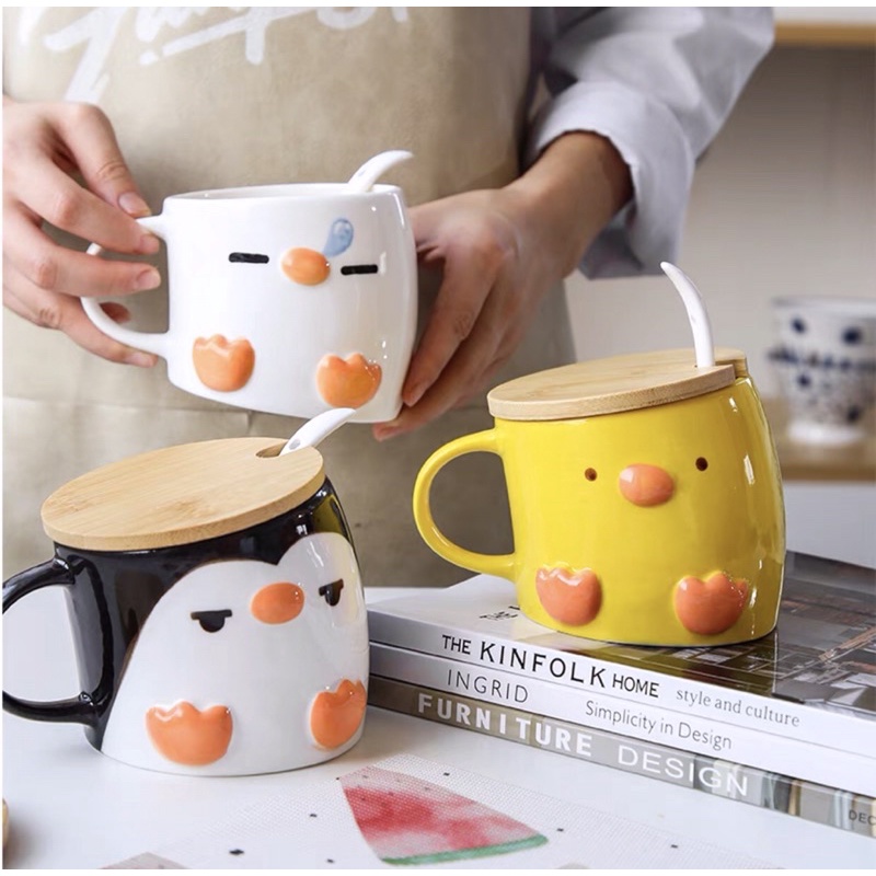 Cốc sứ vịt con lon ton đáng yêu xỉu
