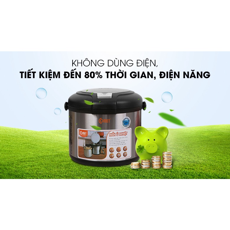 Nồi Ủ Nhiệt 5.0 lít - Nồi Ủ Chân không Nấu Mền Thực Phẩm Tiết Kiệm 80% Ga & Điện