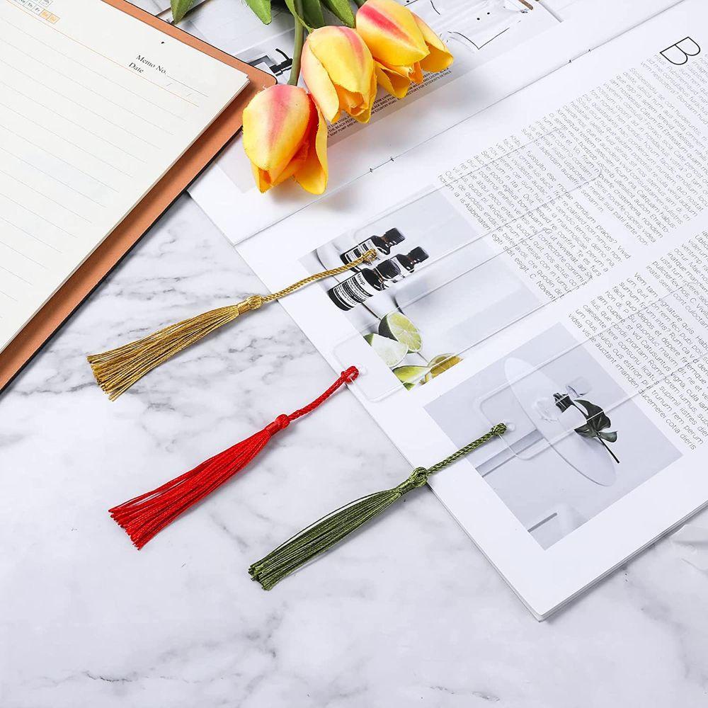 Set 15 Dụng Cụ Đánh Dấu Trang Sách Trong Suốt Kèm Tua Rua DIY