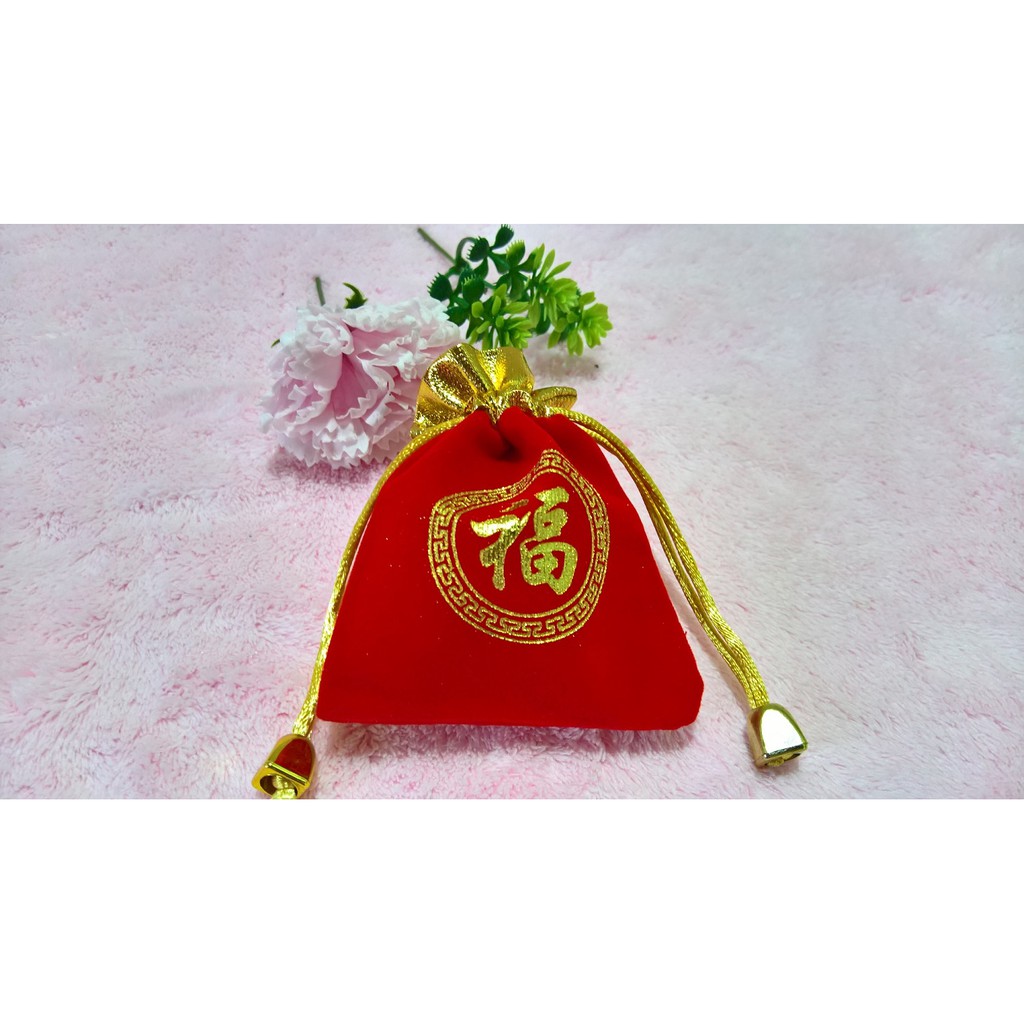 [COMBO 10 TÚI]  Túi NHUNG ĐỎ viền VÀNG