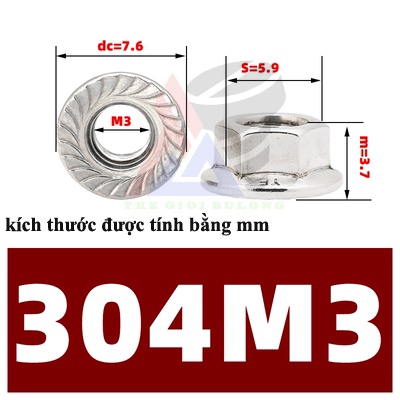 10 con tán bám - đai ốc liền long đền M3 M4 M5 M6 M8