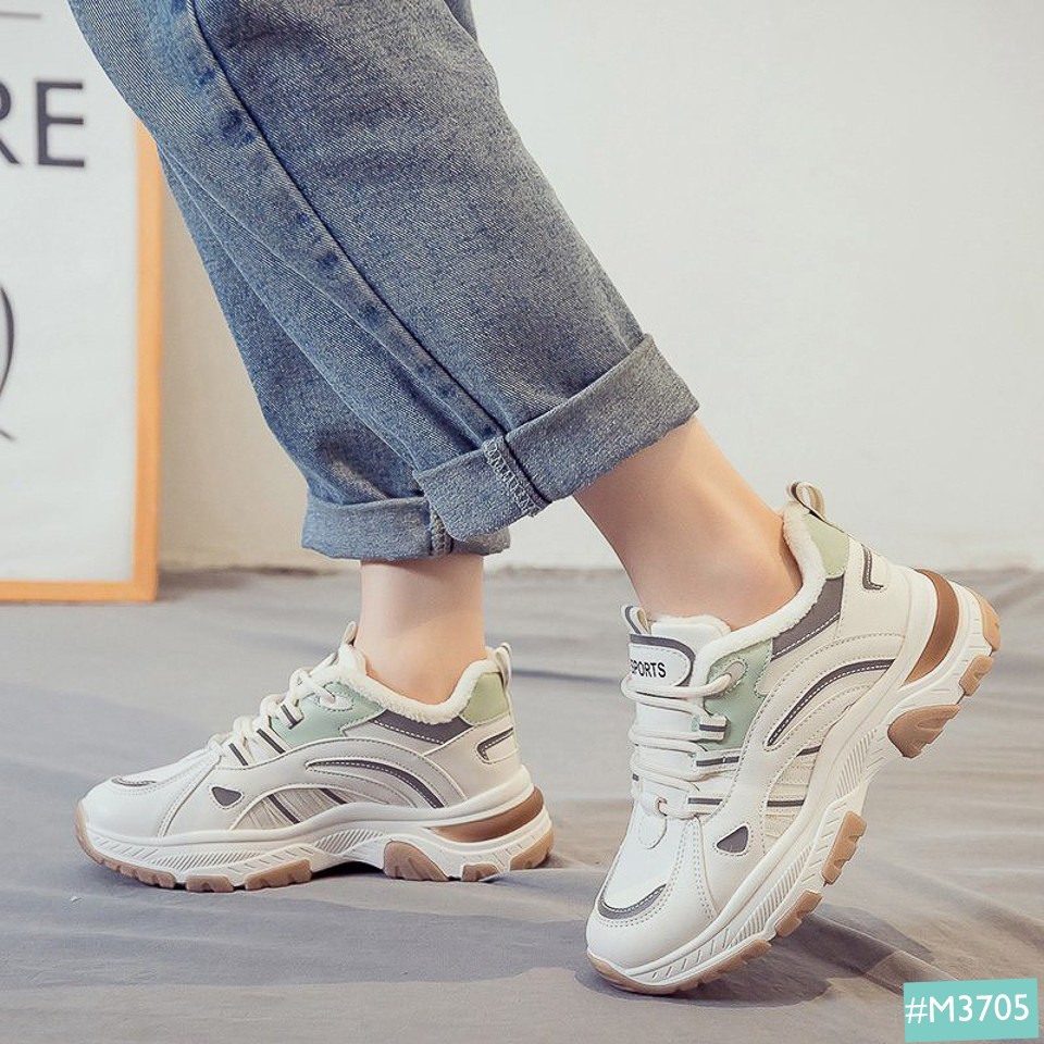 Giày Sneaker Cold MINSU Nữ Đế Độn M3705, Giày Thể Thao Bata Hàn Quốc Nữ Độn Đế Tăng Chiều Cao 5cm Phản Quang Cá Tính