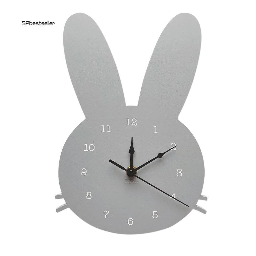 Đồng hồ treo tường hình con thỏ bằng gỗ đáng yêu cho gia đình