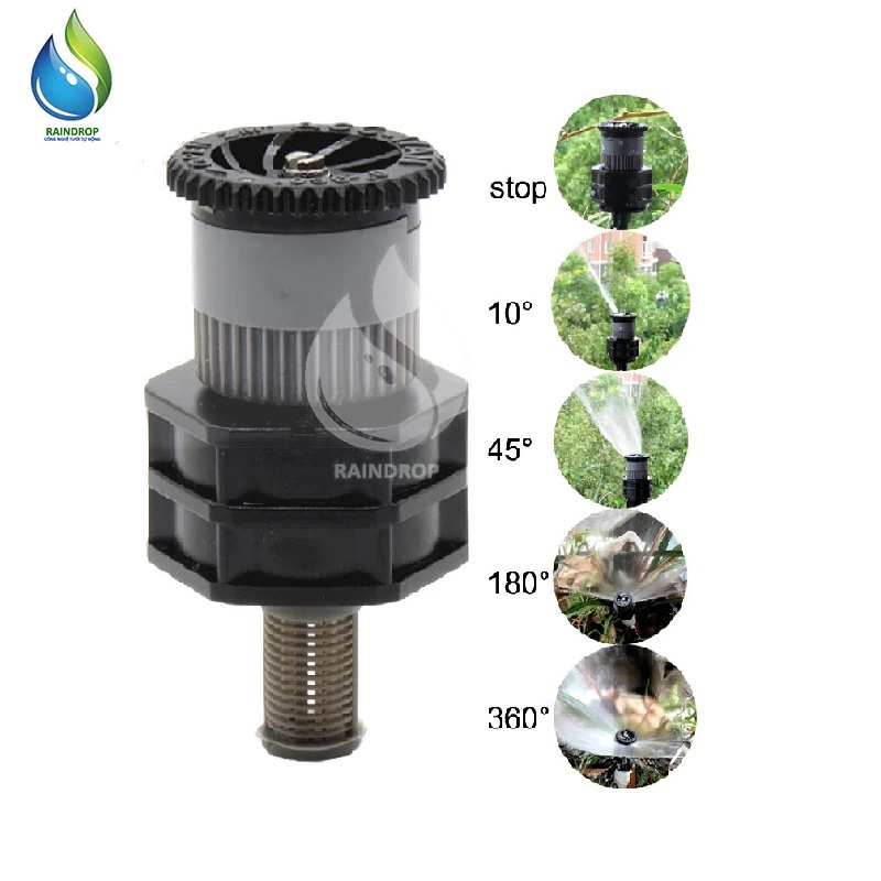 Đầu phun chỉnh góc 0-360 độ ren trong 21mm kèm lọc rác