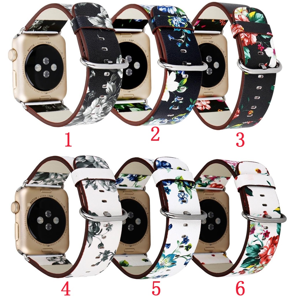 Dây Đeo Bằng Da Mềm Họa Tiết Hoa Cho Đồng Hồ Thông Minh Apple Watch 41 / 40 / 38mm 49 / 45 / 44 / 42mm Series Ultra / 8 / 7 / SE / 6 / 5 / 4 / 3 / 2 / 1