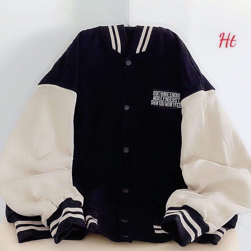 Áo bomber nỉ phối tay 3 dòng chữ H2AD