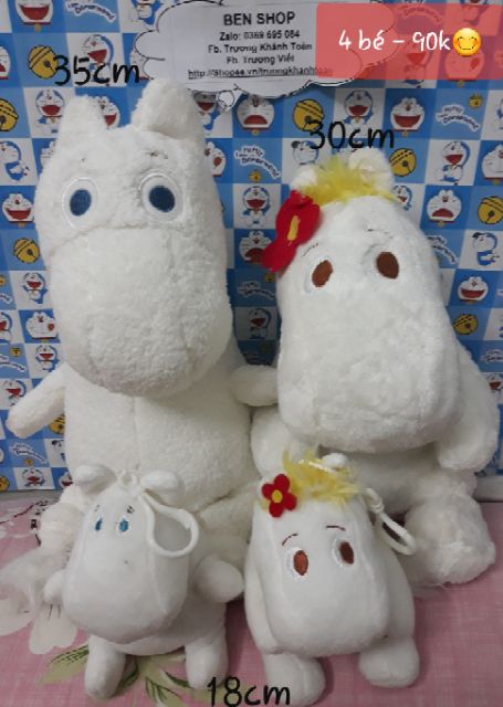 Gấu bông gia đình hà Mã Moomin cao 18- 35cm: 4 bé y hình 100k, bao hàng đẹp, sạch, thơm💟💟💟