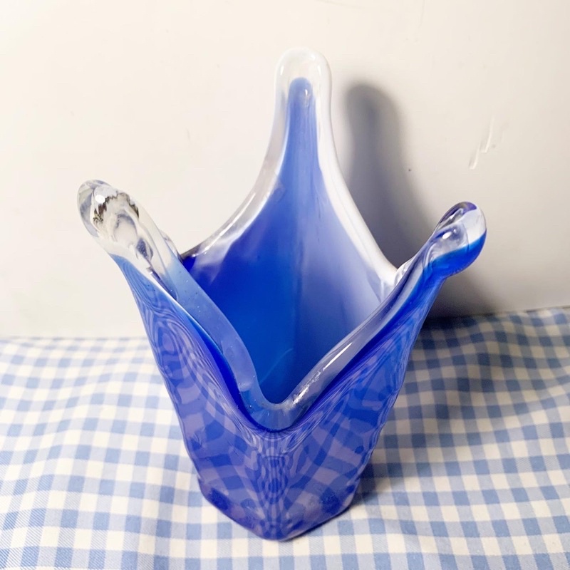 Bình lọ hoa thủy tinh handmade xanh coban phong cách Nhật bản