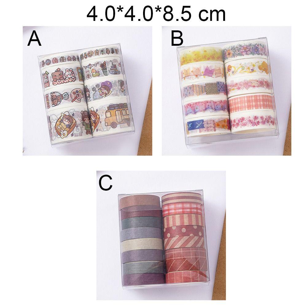 Set 8 / 10 / 12 Cuộn Băng Dính Washi Nhiều Màu Dễ Thương
