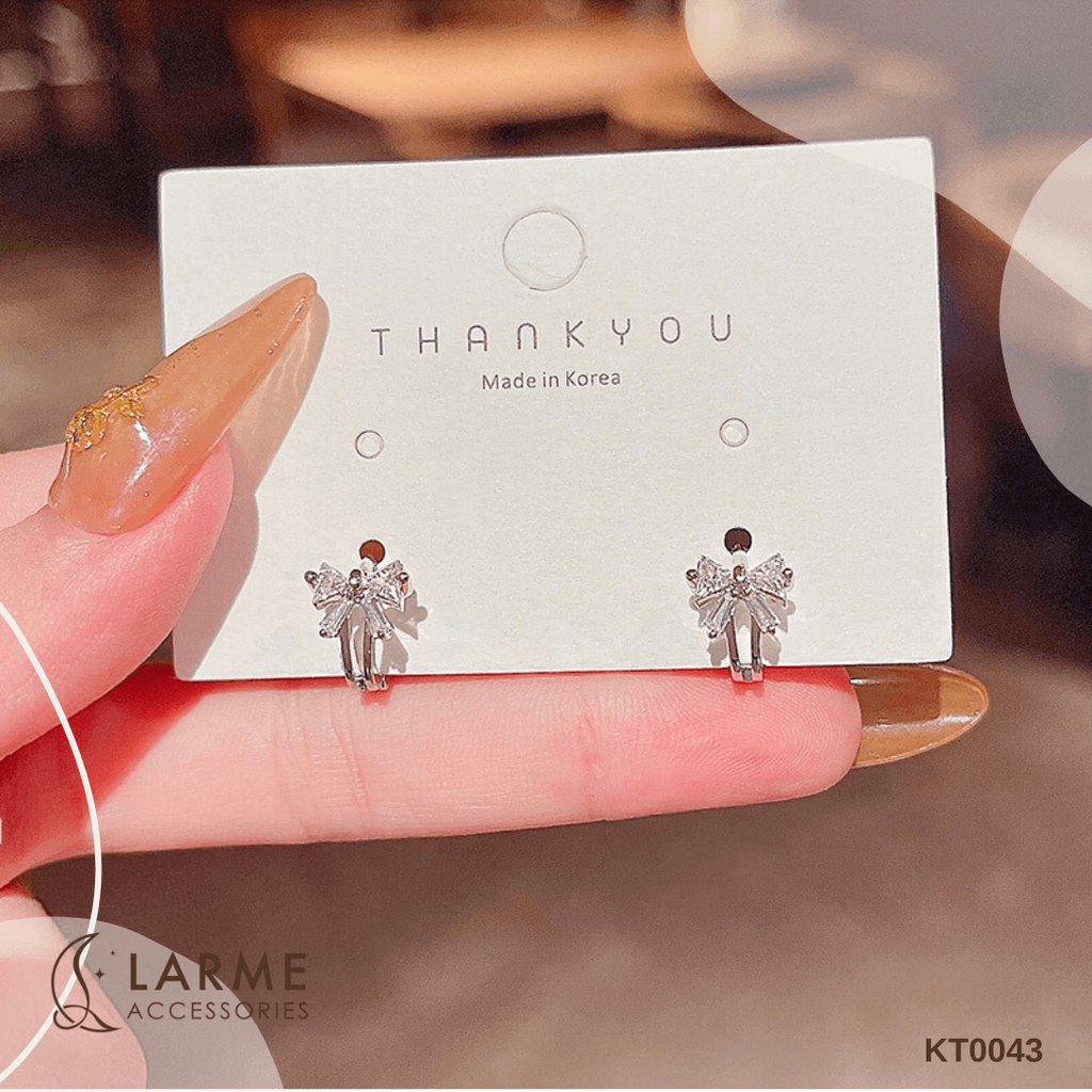 Khuyên tai tròn hình nơ, bông tai nữ nơ tròn Larme Accessories - KT0124