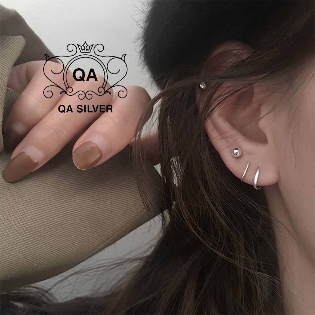 Khuyên tai bạc xoắn bông tai cuộn tròn kẹp vành tối giản S925 HELIX Silver Earrings QA SILVER EA191108