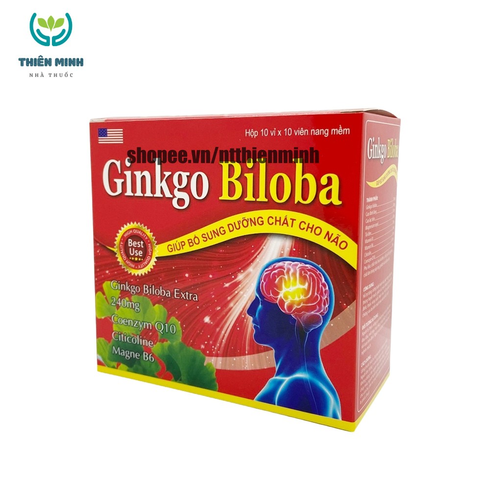 Viên uống bổ não GINKGO BILOBA 240mg giúp tăng cường trí nhớ, tăng tuần hoàn máu não, ngừa tai biến – HỘP 100v