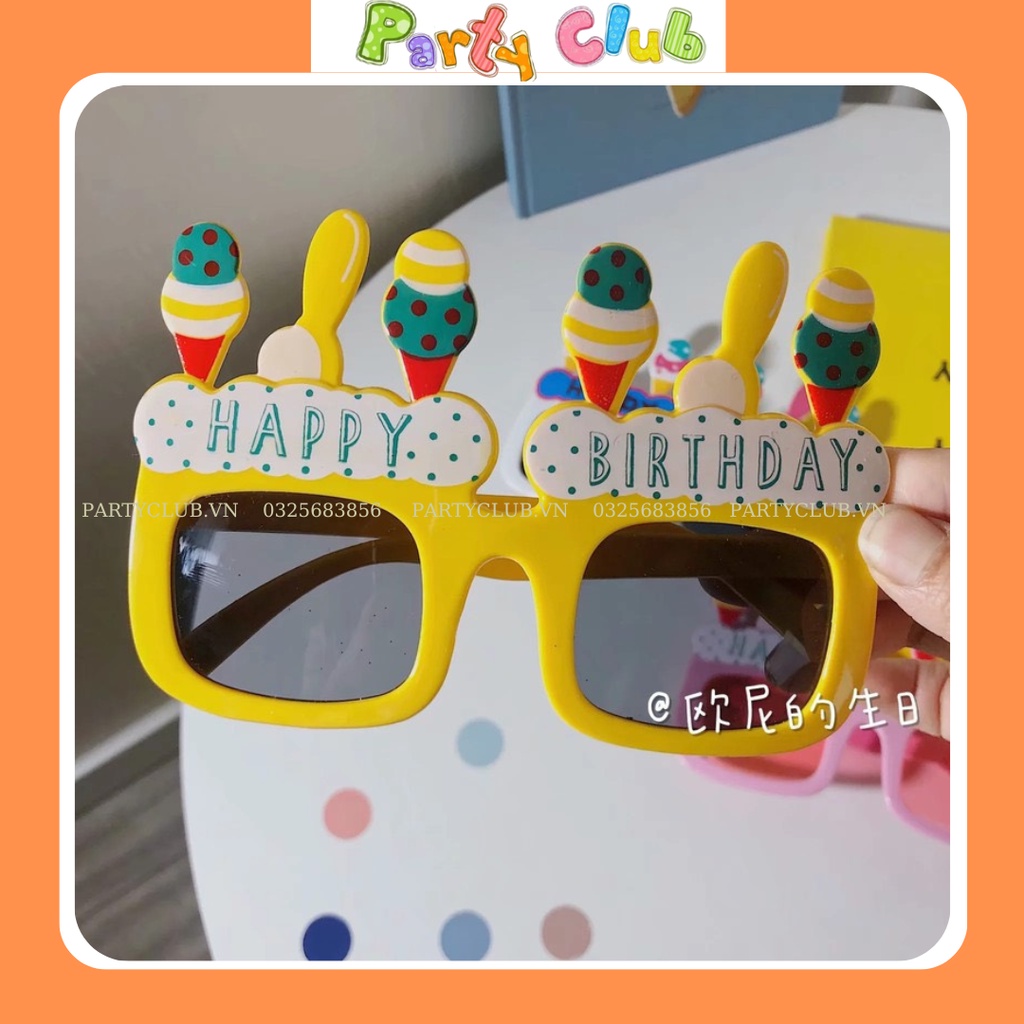 Kính nhựa sinh nhật - kính happy birth day họa tiết que kem
