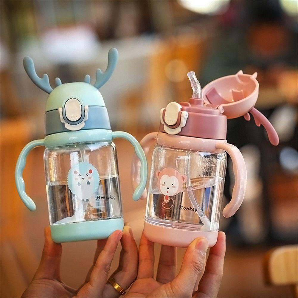 SUSANS Bình Nước 320ml Có Tay Cầm Và Ống Hút Họa Tiết Hoạt Hình Cho Bé
