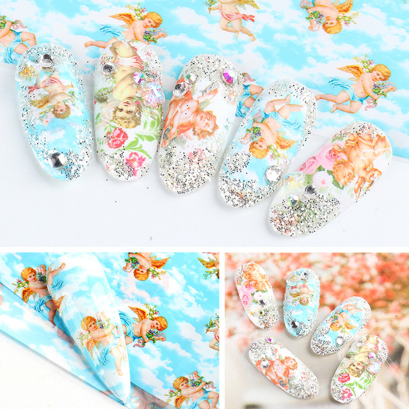 Set 10 tấm nhãn dán chuyển nước họa tiết hoa dùng để trang trí móng tay nghệ thuật