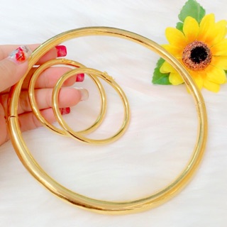 Set 1 kiềng cổ kiểu trơn ,2 vòng tay trơn dát vàng 24k
