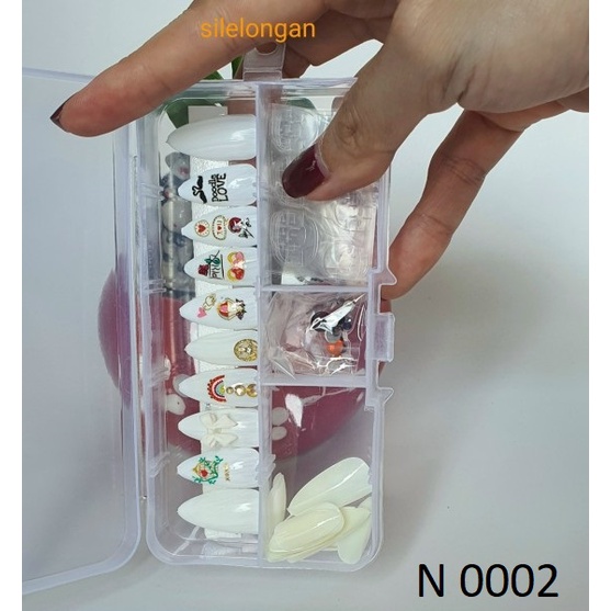 Móng giả - nail box trang trí dễ thương thiết kế cute theo form móng up đá khối , charm , sitker giá sỉ