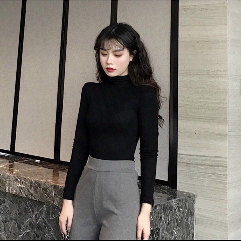 Áo thun tay dài cổ lọ cực hot mùa thu đông , chất thun lụa mềm mịn thoải mái áo thun tay dài cổ lọ thun lụa