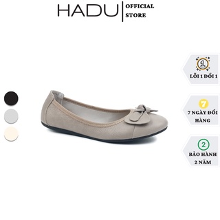 Giày búp bê da giày bệt nữ mũi tròn da bò thật dragon fly hadu m059