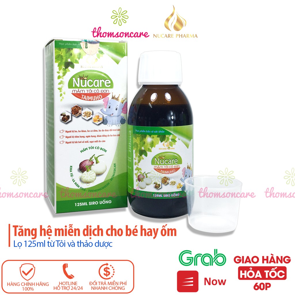 Siro Nucare tinh chất mầm tỏi - Hỗ trợ giảm ho, tăng sức đề kháng cho bé từ dầu tỏi, la hán quả, thymodulin