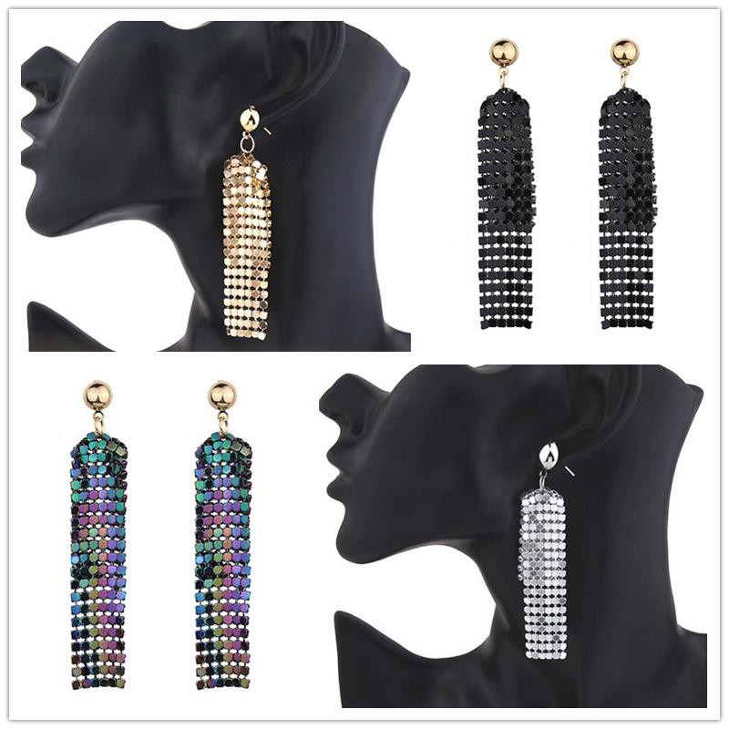 Tua dài lưới Sequins tua Dangle thả bông tai