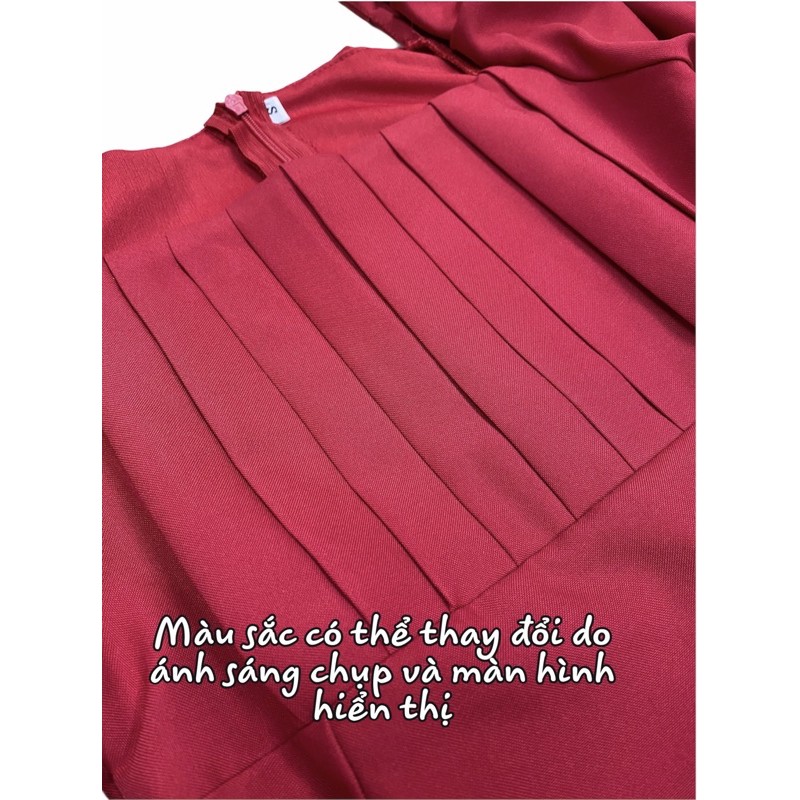 [Mã WASTMAY giảm 15% tối đa 30K đơn 150K] Đầm nude cổ vuông xếp li tay lửng vintage | BigBuy360 - bigbuy360.vn