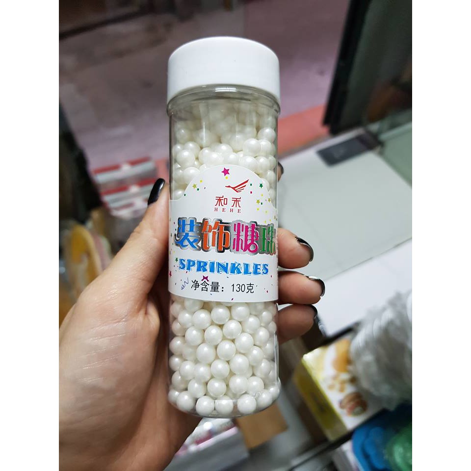 Kẹo  bông đường bi các màu trang trí bánh size to lọ 130gr .