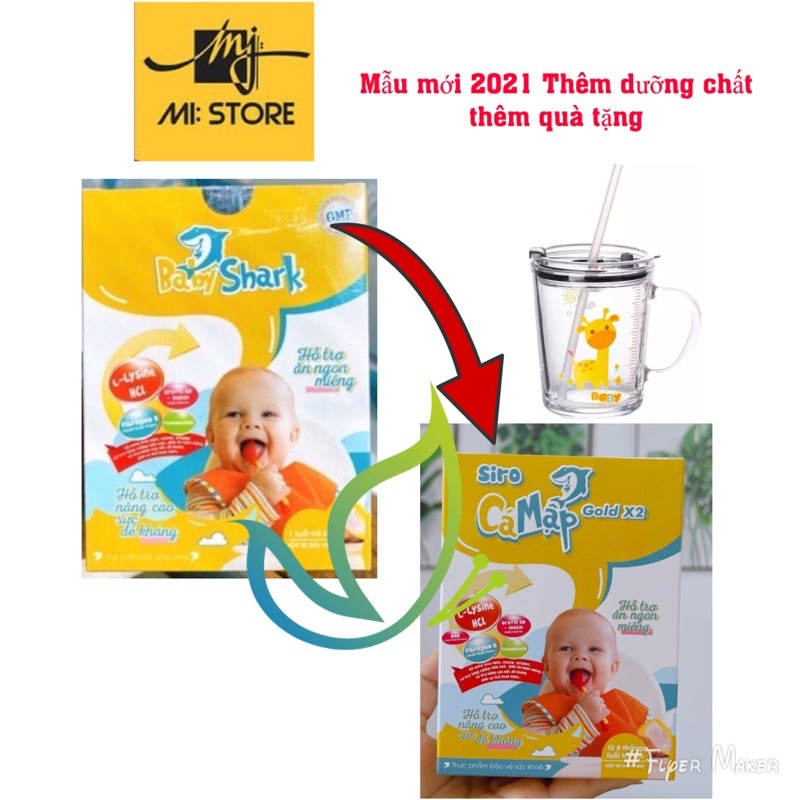 Baby shark mẫu mới siro cá mập gold X2 (hộp 30 gói + quà tặng 🎁) siro ăn ngon - tăng cân - hết táo bón