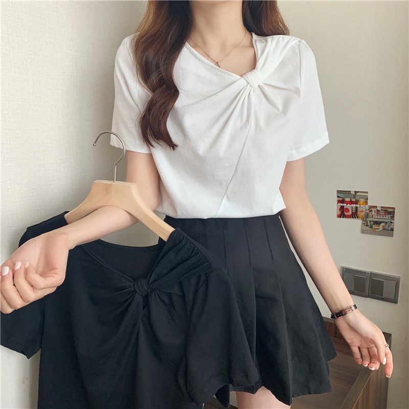 Áo thun WT-TX-183 tay ngắn dáng ôm màu trơn in hình bướm dễ phối đồ thời trang cho nữ