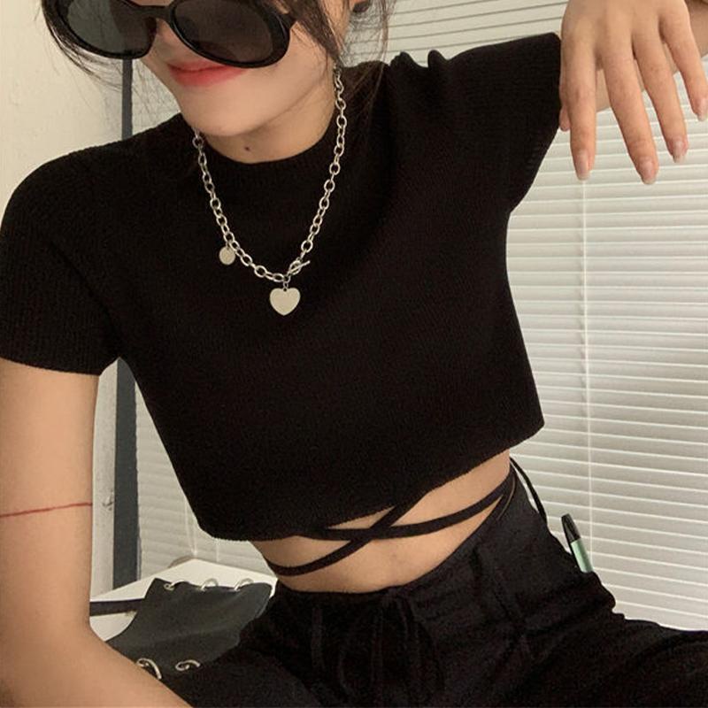 Áo Thun Tay Ngắn Cổ Tròn Màu Trơn Thời Trang Dành Cho Nữ