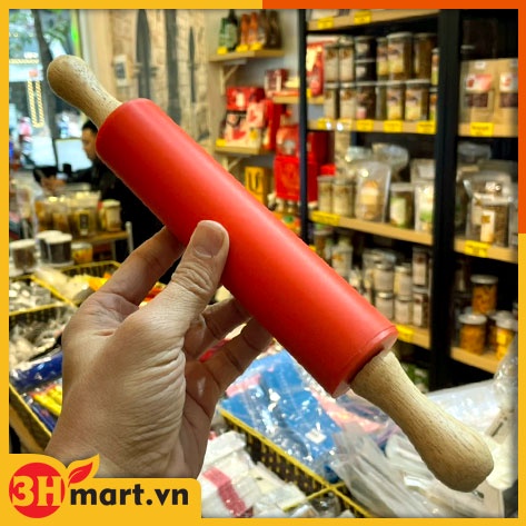 Cán lăn bột silicon có trục xoay 30x4cm