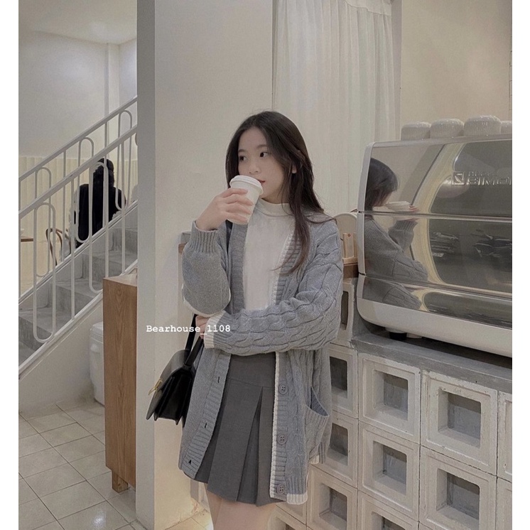 🔥 ÁO CARDIGAN LEN HUY HIỆU MÀU GHI SIÊU ĐẸP 🔥 ÁO CARDIGAN LEN NỮ
