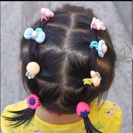 Túi zip 20 dây chun buộc tóc nhiều màu xinh xắn cho bé gái, gói 20 chun buộc tóc bé gái Fuha